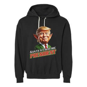 SantaS Favorite President Donald Trump Elf Christmas Maga Garment-Dyed Fleece Hoodie