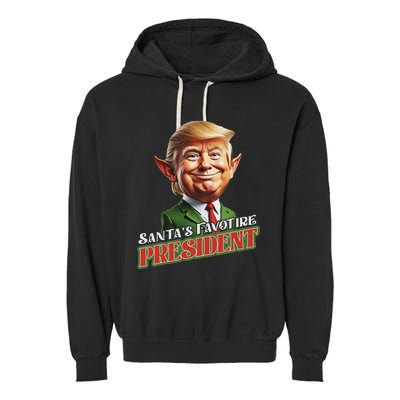 SantaS Favorite President Donald Trump Elf Christmas Maga Garment-Dyed Fleece Hoodie