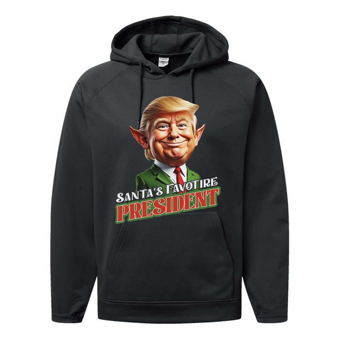 SantaS Favorite President Donald Trump Elf Christmas Maga Performance Fleece Hoodie