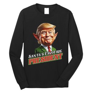 SantaS Favorite President Donald Trump Elf Christmas Maga Long Sleeve Shirt