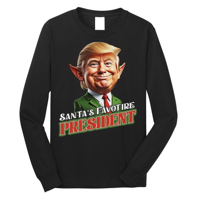 SantaS Favorite President Donald Trump Elf Christmas Maga Long Sleeve Shirt