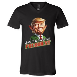 SantaS Favorite President Donald Trump Elf Christmas Maga V-Neck T-Shirt