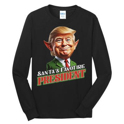 SantaS Favorite President Donald Trump Elf Christmas Maga Tall Long Sleeve T-Shirt