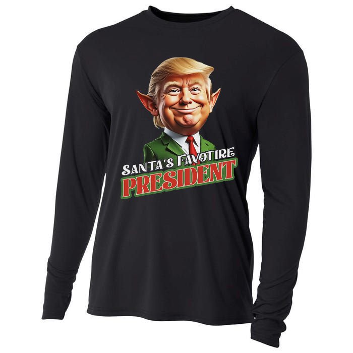 SantaS Favorite President Donald Trump Elf Christmas Maga Cooling Performance Long Sleeve Crew