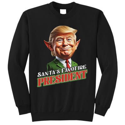 SantaS Favorite President Donald Trump Elf Christmas Maga Tall Sweatshirt