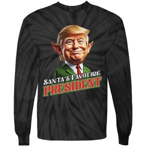 SantaS Favorite President Donald Trump Elf Christmas Maga Tie-Dye Long Sleeve Shirt