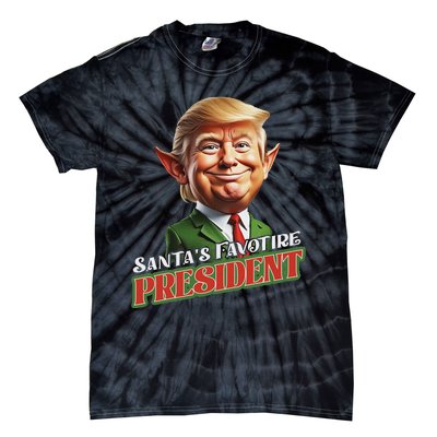 SantaS Favorite President Donald Trump Elf Christmas Maga Tie-Dye T-Shirt