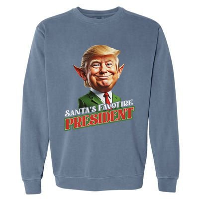 SantaS Favorite President Donald Trump Elf Christmas Maga Garment-Dyed Sweatshirt