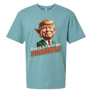 SantaS Favorite President Donald Trump Elf Christmas Maga Sueded Cloud Jersey T-Shirt