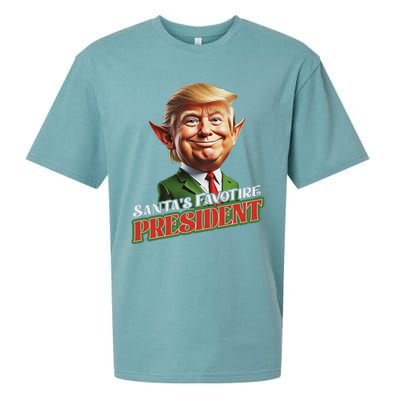 SantaS Favorite President Donald Trump Elf Christmas Maga Sueded Cloud Jersey T-Shirt