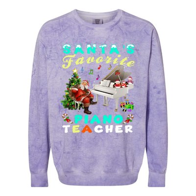 Santa's Favorite Piano Teacher Christmas Xmas Holiday Colorblast Crewneck Sweatshirt