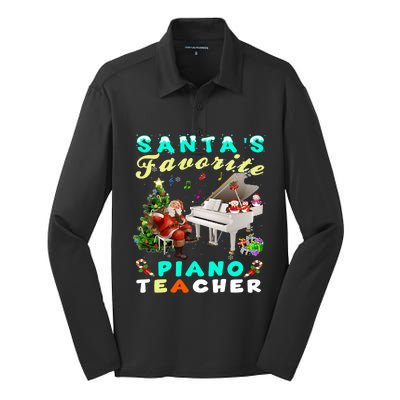 Santa's Favorite Piano Teacher Christmas Xmas Holiday Silk Touch Performance Long Sleeve Polo