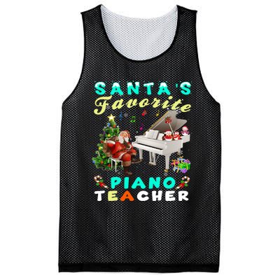 Santa's Favorite Piano Teacher Christmas Xmas Holiday Mesh Reversible Basketball Jersey Tank