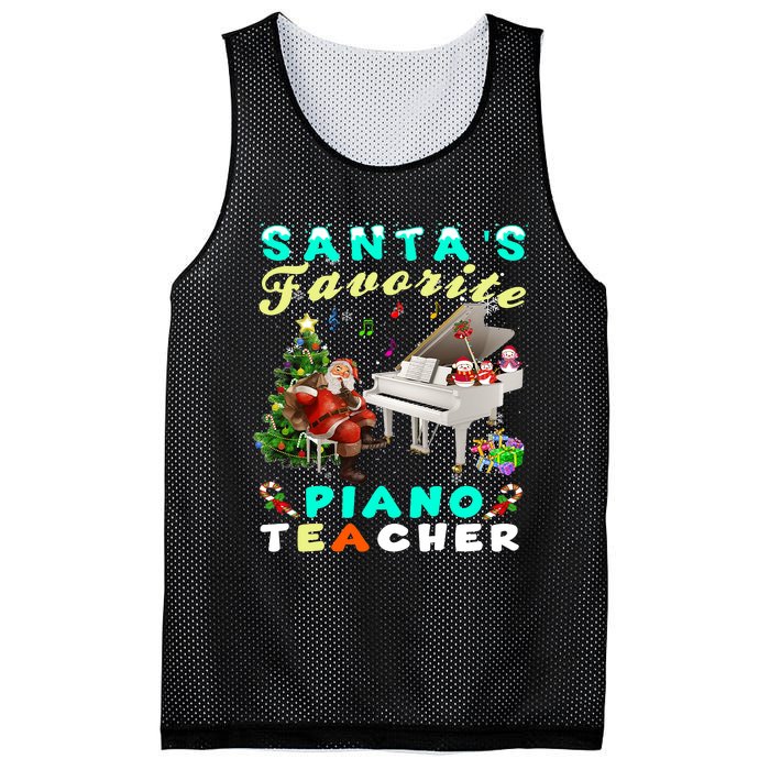 Santa's Favorite Piano Teacher Christmas Xmas Holiday Mesh Reversible Basketball Jersey Tank