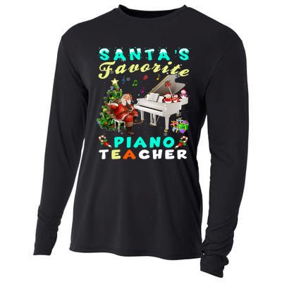 Santa's Favorite Piano Teacher Christmas Xmas Holiday Cooling Performance Long Sleeve Crew