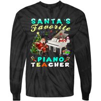 Santa's Favorite Piano Teacher Christmas Xmas Holiday Tie-Dye Long Sleeve Shirt