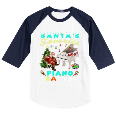 Santa's Favorite Piano Teacher Christmas Xmas Holiday Baseball Sleeve Shirt