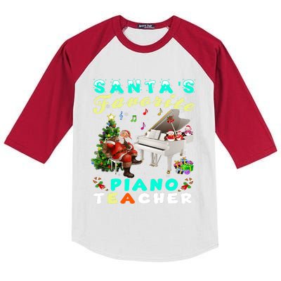 Santa's Favorite Piano Teacher Christmas Xmas Holiday Kids Colorblock Raglan Jersey