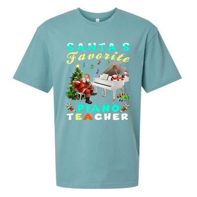 Santa's Favorite Piano Teacher Christmas Xmas Holiday Sueded Cloud Jersey T-Shirt