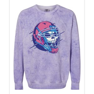 Skull Football Player Colorblast Crewneck Sweatshirt