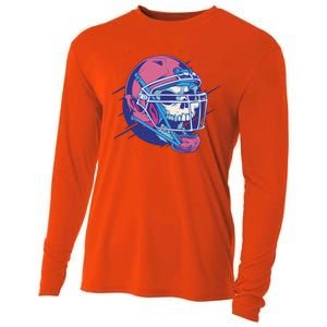 Skull Football Player Cooling Performance Long Sleeve Crew