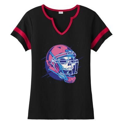 Skull Football Player Ladies Halftime Notch Neck Tee