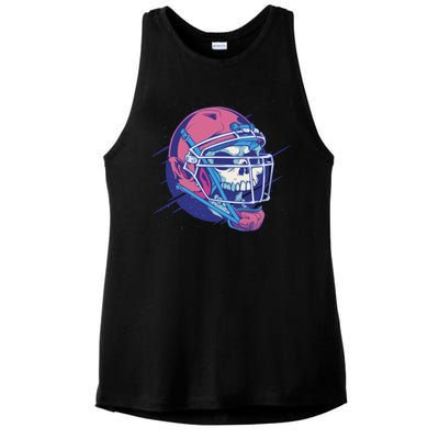 Skull Football Player Ladies PosiCharge Tri-Blend Wicking Tank