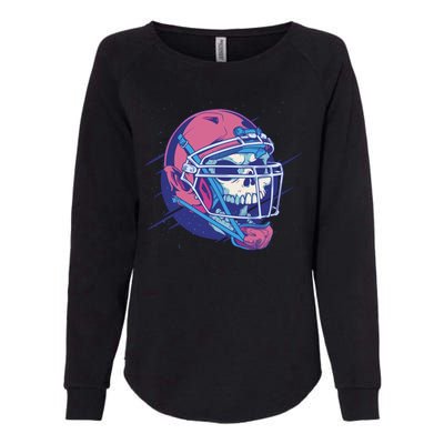 Skull Football Player Womens California Wash Sweatshirt