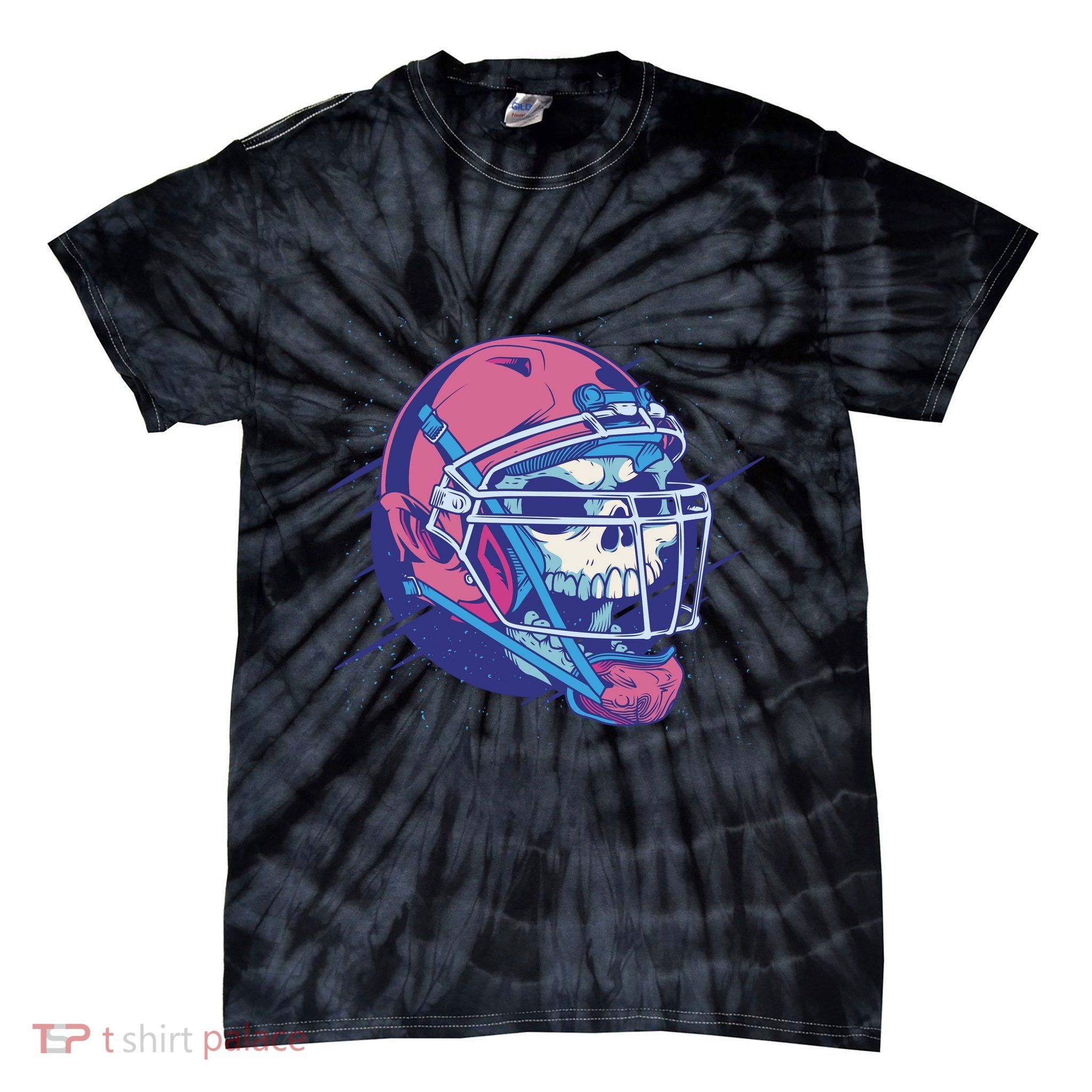 Skull Football Player Tie-Dye T-Shirt