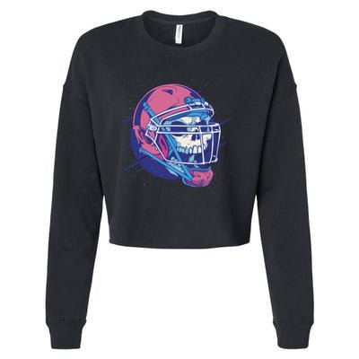 Skull Football Player Cropped Pullover Crew
