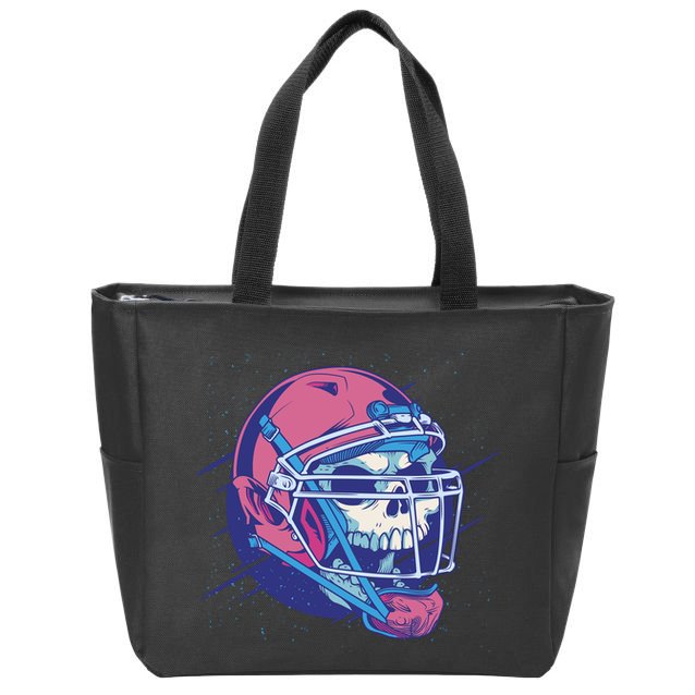 Skull Football Player Zip Tote Bag