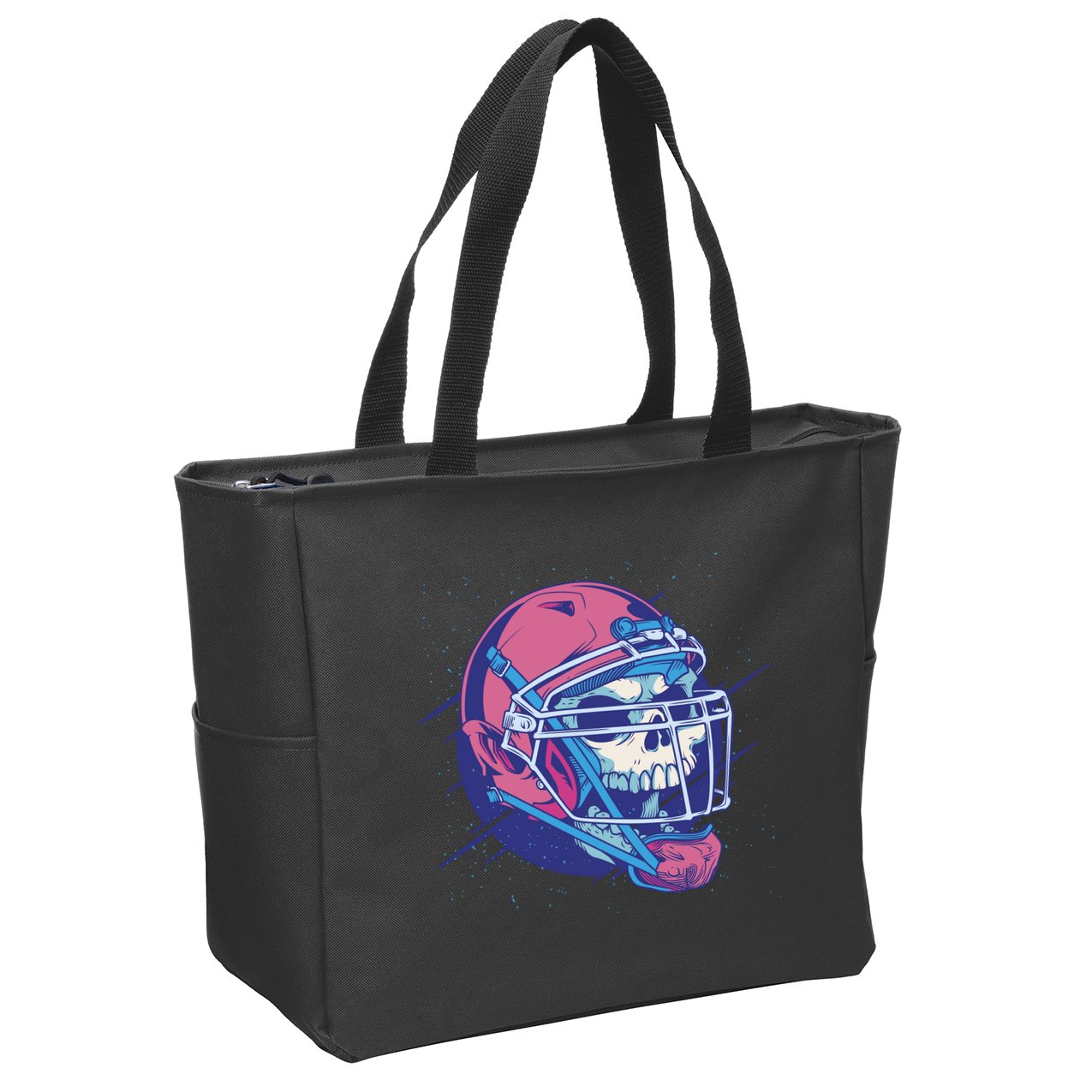 Skull Football Player Zip Tote Bag