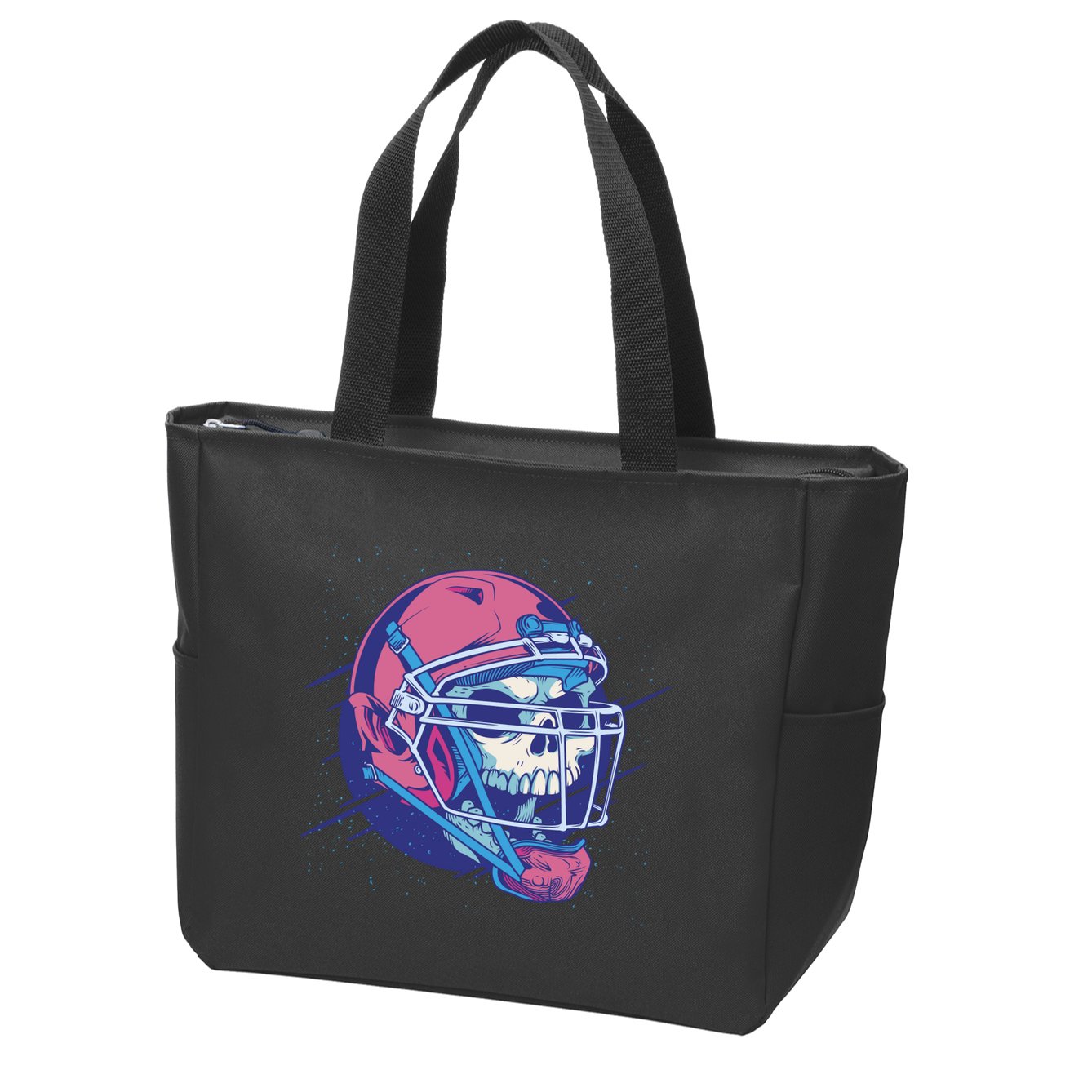 Skull Football Player Zip Tote Bag