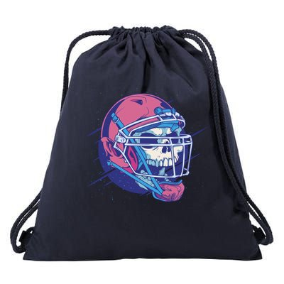 Skull Football Player Drawstring Bag