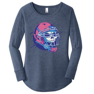 Skull Football Player Women's Perfect Tri Tunic Long Sleeve Shirt