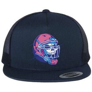 Skull Football Player Flat Bill Trucker Hat