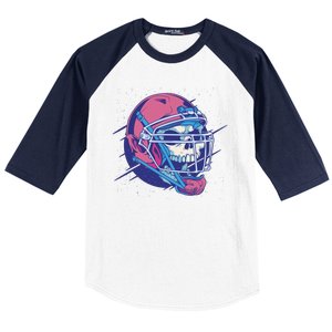 Skull Football Player Baseball Sleeve Shirt