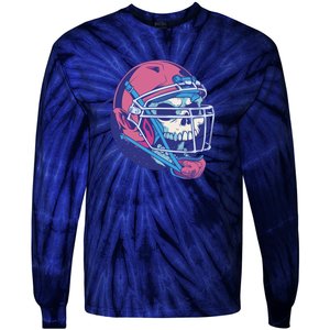 Skull Football Player Tie-Dye Long Sleeve Shirt