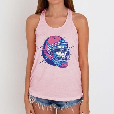 Skull Football Player Women's Knotted Racerback Tank