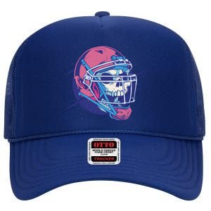 Skull Football Player High Crown Mesh Back Trucker Hat