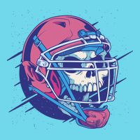 Skull Football Player Button
