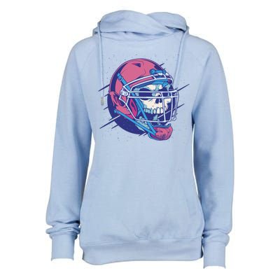 Skull Football Player Womens Funnel Neck Pullover Hood