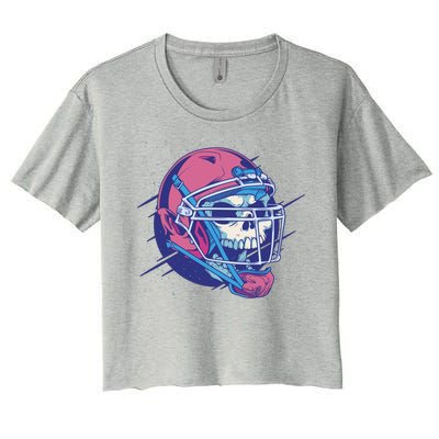 Skull Football Player Women's Crop Top Tee