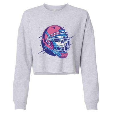 Skull Football Player Cropped Pullover Crew