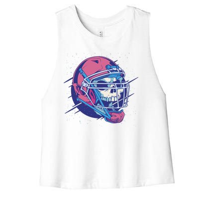 Skull Football Player Women's Racerback Cropped Tank