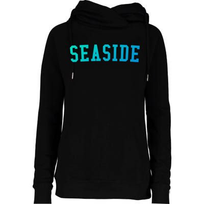 Seaside Florida Prep Block Lettering Vintage Style Gift Womens Funnel Neck Pullover Hood