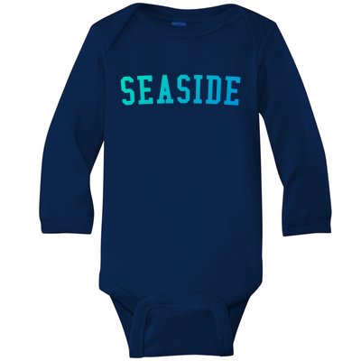 Seaside Florida Prep Block Lettering Vintage Style Gift Baby Long Sleeve Bodysuit