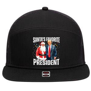 Santas Favorite President Trump 2024 7 Panel Mesh Trucker Snapback Hat