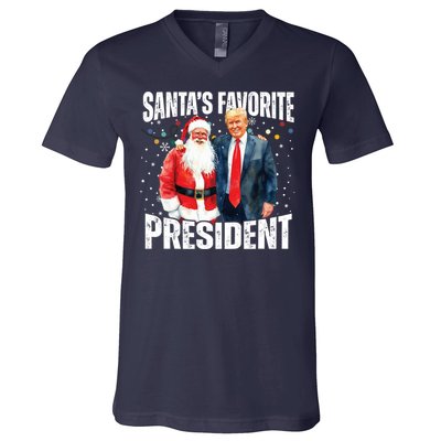 Santas Favorite President Trump 2024 V-Neck T-Shirt