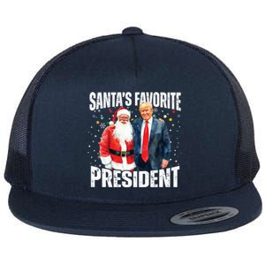 Santas Favorite President Trump 2024 Flat Bill Trucker Hat